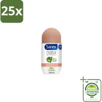 Sanex 25 x – Deodorant Roll-On – Natur Protect Sensitive – 50 ml - Grootverpakking - Gevoelige Huid - Deodorant Roll-on - Natuurlijke Bescherming - Milde Deodorant - Frisheid
