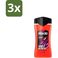 Axe 3 x – Douchegel – Sport Refresh – 250 ml - Douchegel Sport - Verfrissende Douchegel - Menthol Douchegel - Sportieve Geur - Frisse Boost