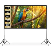 TecTake Beamer Scherm - 120 Inch (305 cm) - 16:9 Projectiescherm met Dubbel Statief - 4K HD - Oprolbaar - Uittrekbaar - Projectiedoek - Presentatiescherm - Home Cinema - Inclusief Draagtas