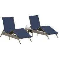 vidaXL Ligbedden 2 st met tafel poly rattan grijs (alleen VS)
