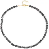 Cavill - Zilveren Halsketting - 925 Sterling Zilver Verguld - 0.10 ct Zwarte Hematiet Kralen - Elegant & Modieus - Dames Ketting