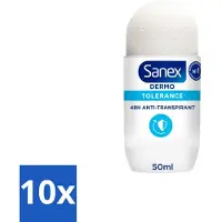Sanex 10 x – Deo Roll-on – Dermo Tolerance – 50 ml - Gevoelige Huid - Intolerante Huid - Hypoallergene Deodorant - Huidverdraagzaamheid - Geurcontrole