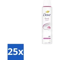 Dove 25 x – Deodorant Spray – Floral Fresh – 200 ml - Anti-transpirant Spray - Zweetvermindering - Geur - Bloemige Geur - Geurvermindering
