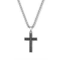 Frank 1967 7FN-0084 – Ketting Heren – Kruis Ketting met Hanger – Schakelketting – Zilverkleurig Roestvrij Staal – 60+10 cm – Cadeau voor Mannen