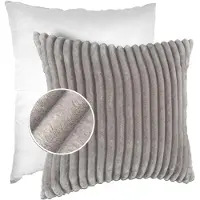 ANRO Sierkussen Lichtgrijs 40x40cm – Ribfluweel Kussen Inclusief Vulling Bank Woonkamer Slaapkamer