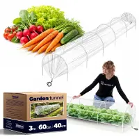 Kadax folietunnel 3 m x 60 cm, plantentunnel van robuuste PE-folie, tuintunnel met stabiele metalen bogen, plantenbescherming voor verhoogde bedden en groentebedden