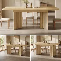 STILVORA Tafel Uitschuifbaar Eettafel 120 Tot 160 Cm Met V-Vormige Poten En Verticale Ribbels Rechthoekig Voor Eetkamer Hout MDF