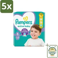 Pampers 5 x Active Baby Luiers Maat 6 (13-18 kg) 32 stuks per verpakking - Grootverpakking - Baby Luiers - Bescherming Tegen Doorlekken - Bewegingsvrijheid - Comfort - Droogheid