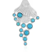 Cavill - Zilveren hanger met platina plating - 3x Ronde Sleeping Beauty Turkoois 1,548 ct - Handgemaakt, US Turkoois, Cabochon - Fris, Elegant Sieraad