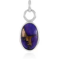 Cavill - Zilveren Hanger Platina Gepl. - 6,41ct Purper Mojave Koper-Turkoois Ovaal Cabochon - Moderne Dames Sieraden Uniek