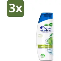 Head & shoulders 3 x - Anti-Roos Shampoo - Apple Fresh - 285ml - Roosvrij Haar - Roosbestrijding - Jeukvrij Haar - Schilfervrije Hoofdhuid - Fris Haar