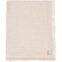 Jollein Deken Wieg 75x100cm Fringe Stripe Biscuit/Ivory GOTS