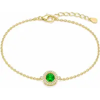 LGT JWLS Rosegoudkleurige Damesketting met Rechthoekige Groene Zirkonia Hanger