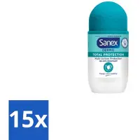 Sanex 15 x – Deodorant Roll-On – Dermo Total Protection – 50 ml - Douche - Deodorant Roll-on - Zweetvermindering - Geurvermindering - Huidbescherming