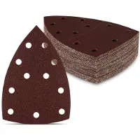 Famanu – Driehoekig schuurpapier voor multifunctionele schuurmachines, 11 gaatjes, 105 x 152 mm, korrelgrootte 240, set van 50 stuks