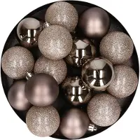 COSY&TRENDY Kerstversiering set mix mat/glans/glitter kerstballen in het champagne 6 en 8 cm pakket - 36x stuks