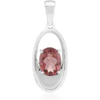 Cavill - Zilveren Hanger 925 Sterling Gerhodineerd - 1,063 ct Rode Apatiet Oval Cut - Elegante Braziliaanse Edelsteen - Gefacetteerd Prachtig