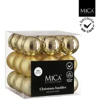 Mica Decorations Kerstballen onbreekbaar goud - 27 stuks (ø8 cm)