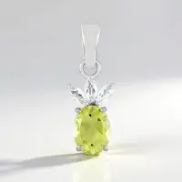 Cavill - Elegante Ovale Hanger 925 Sterling Zilver Gerhodineerd - Ouro Verde Kwarts 1,017 ct & Witte Topaas 0,265 ct