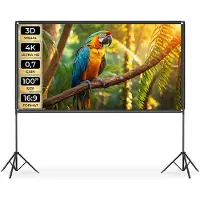 TecTake Beamer Scherm - 100 Inch (257 cm) - 16:9 Projectiescherm met Dubbel Statief - 4K HD - Oprolbaar - Uittrekbaar - Projectiedoek - Presentatiescherm - Home Cinema - Inclusief Draagtas