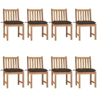 vidaXL Tuinstoelen, 8 stuks met kussens, massief teakhout