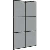 vidaXL Inloopdouchewand Zwart 115 x 195 cm gehard glas