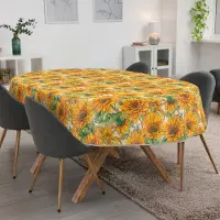 ANRO Tafelkleed Zonnebloemen Meerkleurig Ovaal 180x140cm Met sierband Afwasbaar Waterafstotend