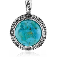 Cavill - Zilveren hanger 925 Sterling Zilver - Blauwe Kingman Mohave Turkoois 9,45 ct - Ronde Cabochon - Elegante, fijne hanger dames