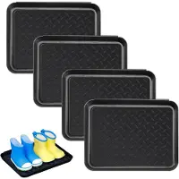 LONGZIMING - Set van 4 Schoendruipbakken - 35 x 27 x 3 cm - Schoenmat voor Druipende en Natte Schoenen - Schoenafdruipmat voor Hal, Entree en Binnen