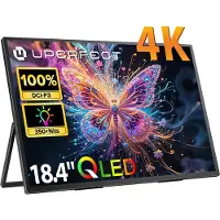 Uperfect 18.4" draagbaar scherm 4K 1.07B(8Bit+FRC)| 100% sRGB draagbare monitor | Aluminium frame | Dual USB-C PD | Anti-verblindend IPS