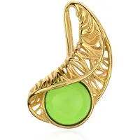 Cavill - 925 Zilveren Hangertje - 18K Goud Verguld - Groene Colombiaanse Barnsteen 1,2 ct - Ronde Cabochon - Tijdloos Design - Dames Sieraad