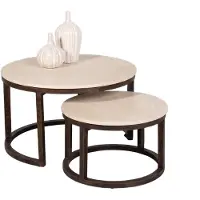 De Bommel Meubelen Salontafel set van 2 Brick - rond - Mangohout Cacao Bruin