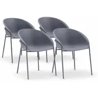 DS4U - Ella stoel - Set van 4 - Grijs - Kunststof - Weerbestendig