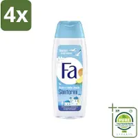 Fa - Douchegel - Mediterranean Jewels Santorini - Verfrissend & Hydraterend - Verzachtend - 250 ml - Voordeelverpakking - 4 stuks - Douchegel santorini - Verfrissend douchegel