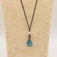 Ancient Wisdom Koordketting met edelsteenhanger - Howliet druppelvormige hanger