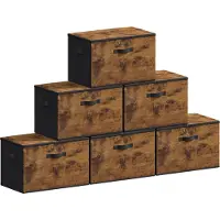 Songmics - Opbergbox - Opbergdoos - Deksel - Opvouwbare - Handgrepen - Set van 6 - Kledingopslag