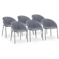 DS4U - Ella stoel - Set van 6 - Grijs - Kunststof - Weerbestendig