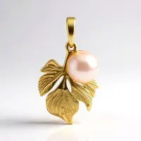 Cavill - 925 Sterling Zilver Vergulde Hanger - 8 mm Japanse Akoya Parel - Elegant Bladmotief - Luxe & Subtiele Parel Sieraad