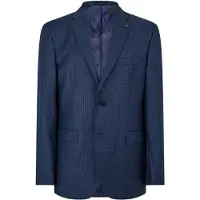 Ted Baker Herenpakjasje met geruite stof en V-hals (Donkerblauw)
