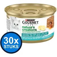 Gourmet 30x - Nature's Creations Mousse met Saus Kabeljauw - Kattenvoer Natvoer - 85 g