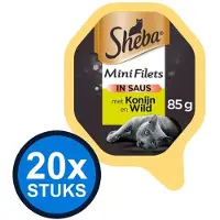 Sheba 20x - Mini Filets Konijn & Wild - Kattenvoer Natvoer - 85g
