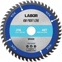 Labor HM cirkelzaagblad hout 216x30x2,4mm 48T