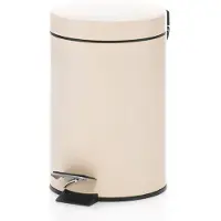 Famanu – Pedaalemmer van 3 l, metaal, beige, compact en praktisch voor elke ruimte