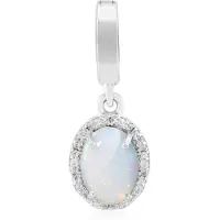 Cavill - Zilveren Hanger met Australische Opaal 0,645 ct en Zirkonia 0,056 ct - 925 Sterling Zilver Geplatineerd - Elegante Ovaal Cabochon Sieraad