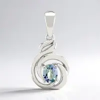 Cavill - Zilveren hanger 925 sterling - 0,27 ct Ovale onverhitte blauwgroene Tanzaniet - Gerhodineerd zilver - Luxe en elegante dames sieraden