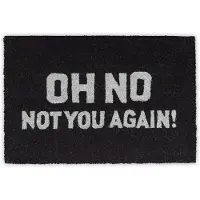Famanu – Kokos deurmat met grappige tekst 'OH NO', rechthoekig en antislip, HxBxD: 1,5 x 60 x 40 cm, zwart-wit