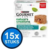 Gourmet 15x - Nature's Creations Mousse met Saus Zeevis - Kattenvoer Natvoer - 8x85g