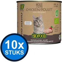 Biofood 10x - Organic Kip Menu Blik - Kattenvoer Natvoer - 200g