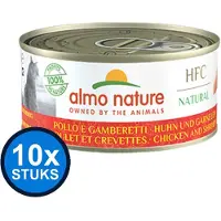 Almo Nature 10x HFC - Kattenvoer Natvoer Blik - Natural - Kip & Garnaaltjes - 70g