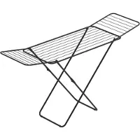 Famanu – Droogrek met afsluitbare vleugels en veiligheidsvergrendeling, 50 x 181 x 92 cm, 18 m droogoppervlak, zwart, ideaal voor het drogen van wasgoed